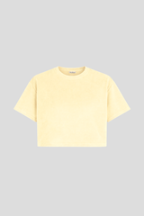 Nachhaltiges Cropped Shirt aus Nicki-Stoff in Butter Yellow – Made in Germany – Clara Himmel