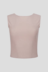 Sand ribbed jersey wrap top