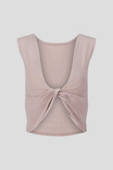 Sand ribbed jersey wrap top