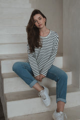 Longsleeve Ecru Stripes Short