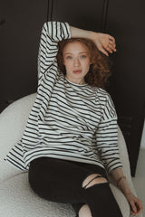 Longsleeve Ecru Stripes Short