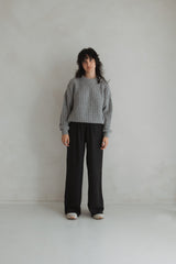 Chunky knit sweater gray melange