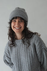 Rib-knit hat in grey melange