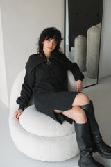 Black melange sweater dress
