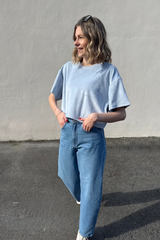 Cropped Shirt Nicki Light Blue