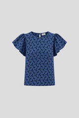 Bluse mit Stickerei Blue