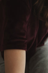 Cropped Shirt Samt Bordeaux