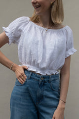 White Ruffle Blouse