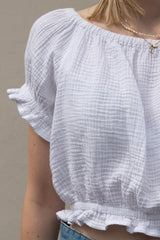 White Ruffle Blouse