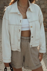 Nachhaltige Jeansjacke in Off-White – faire Produktion – Clara Himmel