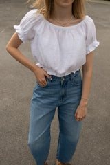 White Ruffle Blouse