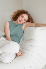 Wrap top made of Faded Green ribbed jersey