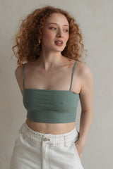Bustier top made of ribbed jersey Faded Green