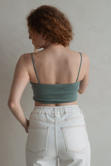 Bustier top made of ribbed jersey Faded Green