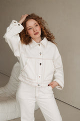 Nachhaltige Jeansjacke in Off-White – faire Produktion – Clara Himmel