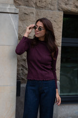 Longsleeve Rippjersey Burgundy