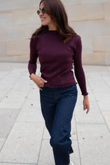 Longsleeve Rippjersey Burgundy