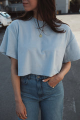 Cropped Shirt Nicki Light Blue