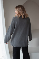 Knitted sweater grey melange