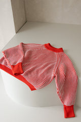 Knitted sweater stripes pink red