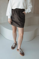 Corduroy mini skirt Dark Brown