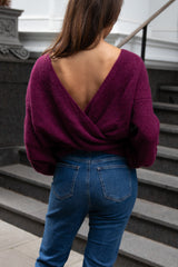 Burgundy Alpaca Blend Wrap Sweater