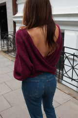 Wrap-Pullover aus Alpaka-Mix Burgundy