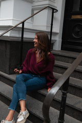 Burgundy Alpaca Blend Wrap Sweater