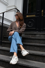 Alpaca-blend wrap sweater Brownie