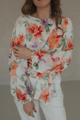Wrap blouse pastel flower print