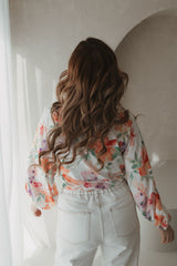 Wrap blouse pastel flower print