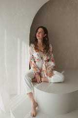 Wrap blouse pastel flower print