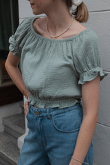 Ruffled Blouse Faded Green