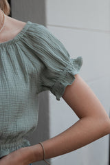 Ruffled Blouse Faded Green