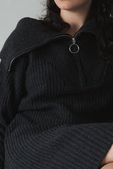 Black melange sweater dress