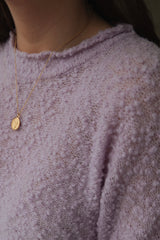 Bubble wool mix knit sweater in lilac