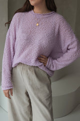 Bubble wool mix knit sweater in lilac