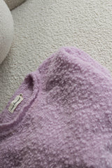 Bubble wool mix knit sweater in lilac