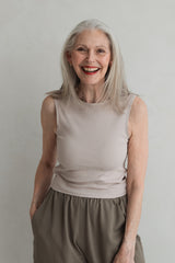 Sand ribbed jersey wrap top