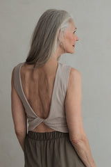 Sand ribbed jersey wrap top