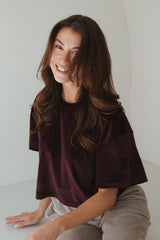 Cropped Shirt Samt Bordeaux