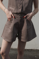 Jeans Shorts Washed Brownie