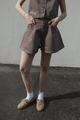 Jeans Shorts Washed Brownie