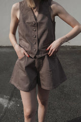 Jeans Shorts Washed Brownie