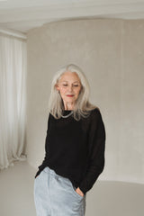 Alpaca-blend knitted sweater in black