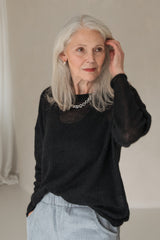 Alpaca-blend knitted sweater in black