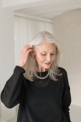 Alpaca-blend knitted sweater in black