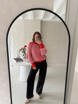 Knitted sweater stripes pink red