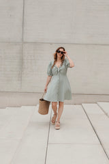 Dress with bow Faded Green