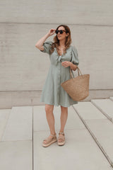 Dress with bow Faded Green